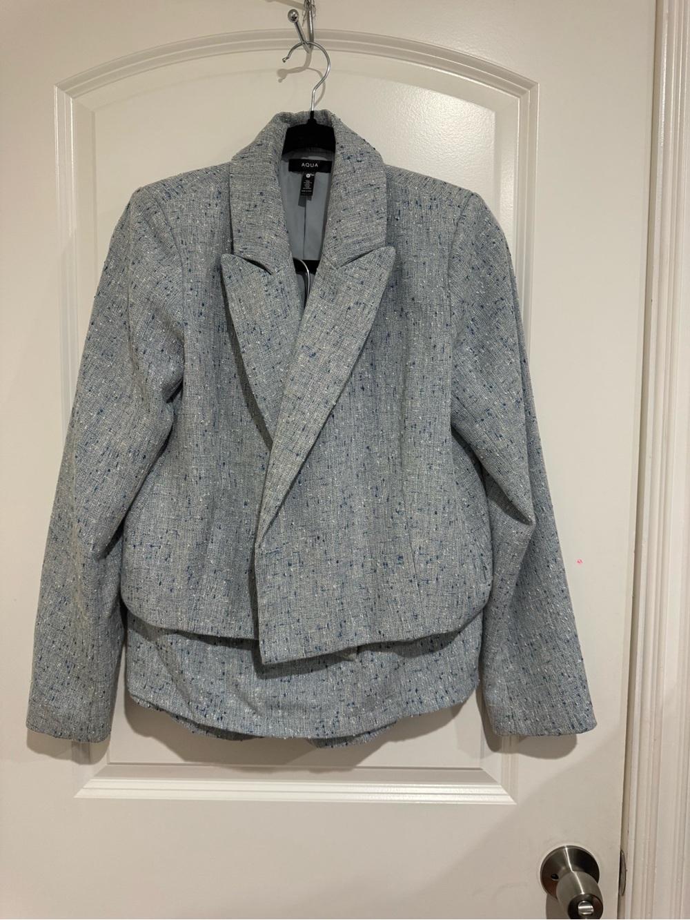 Aqua Light Blue Tweed Cropped Jacket & Matching Skort